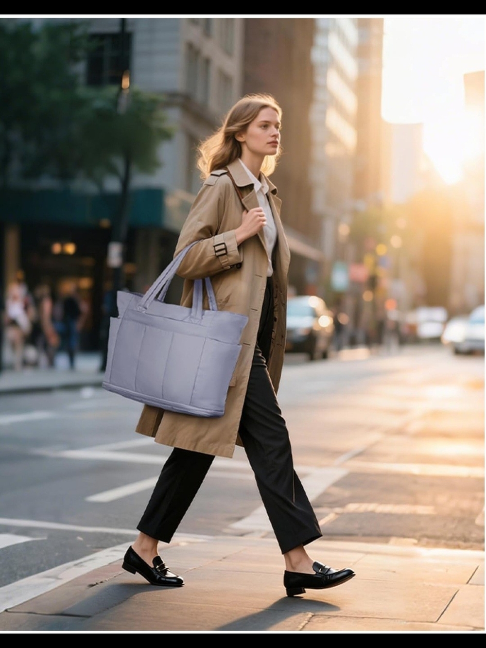 Grey New Without Tag Tote Bag with Dual Straps